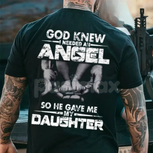 "God Knew I Need An Angel" T-Shirt - Inspirational Faith Slogan Tee, Religious Gift for Mom, Unisex Memorial/Baby Announcement Shirt