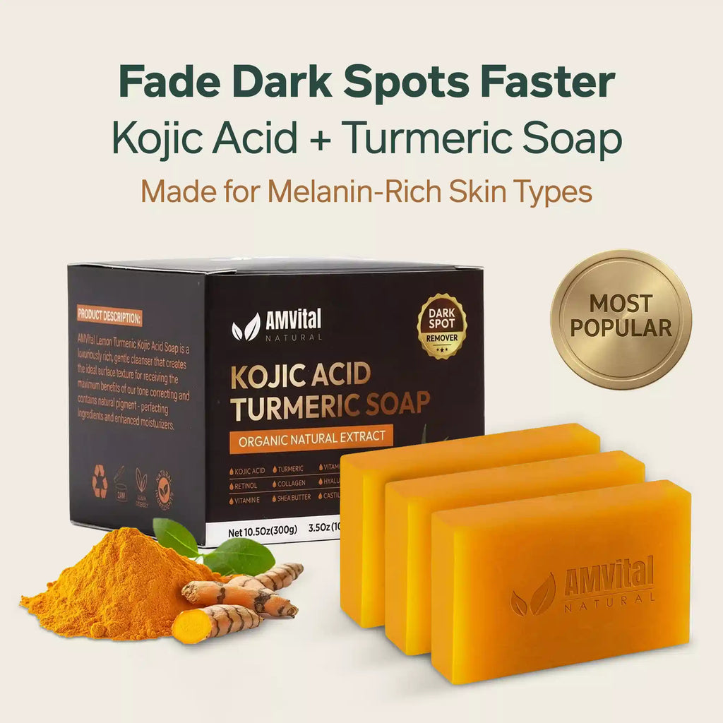 AMVital Turmeric Kojic Acid Soap Bar for Dark Spots & Uneven Tone